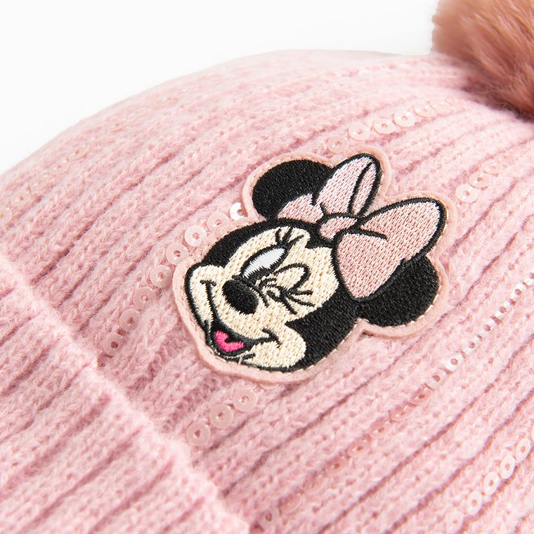 Cool Club, Czapka dziewczęca z pomponem, różowa, Myszka Minnie