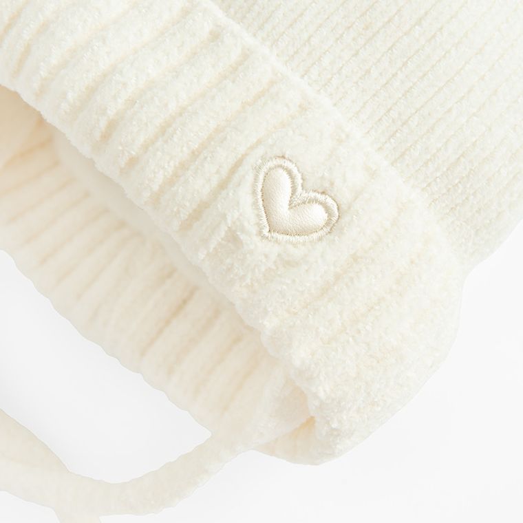 Cool Club, Czapka dziewczęca z pomponem, wiązana, biała