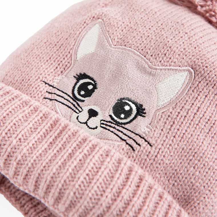 Cool Club, Czapka dziewczęca z pomponem, wiązana, różowa