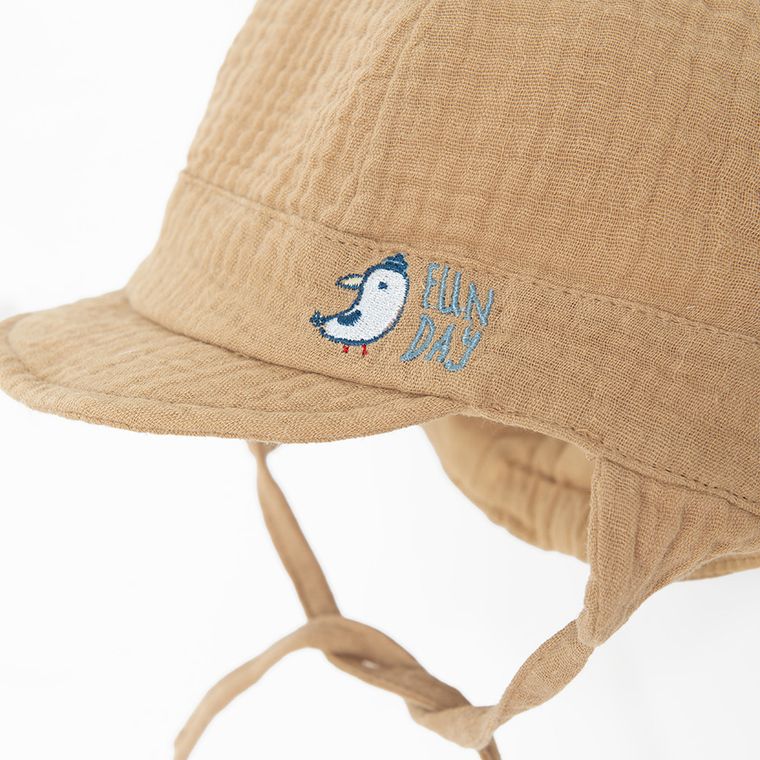 Cool Club, Czapka z daszkiem chłopięca, wiązana, muślinowa, jasnobrązowa