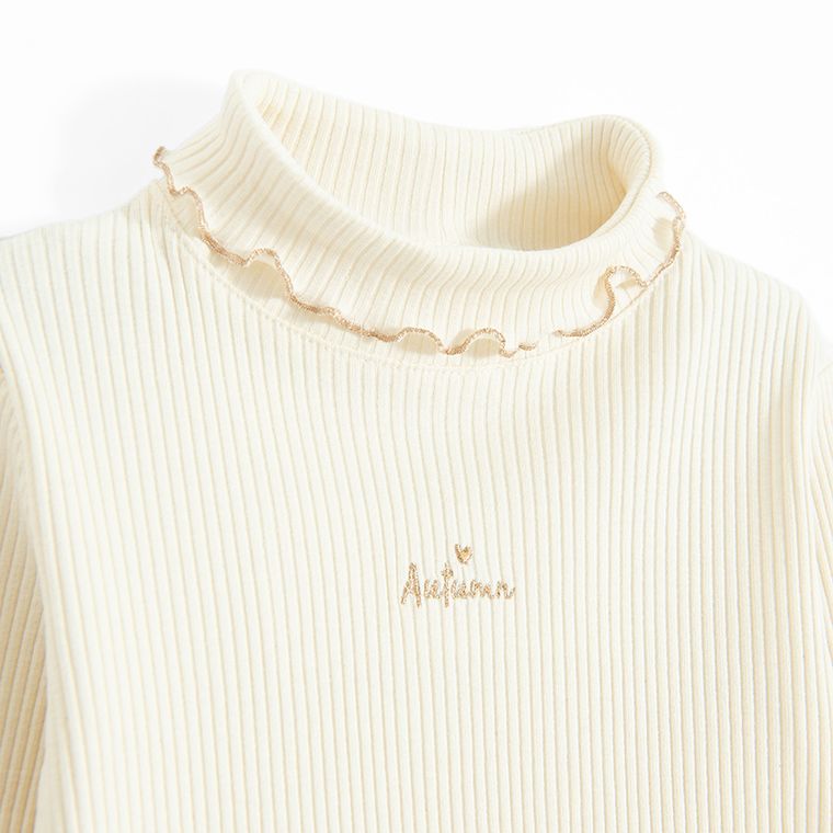 Cool Club, Golf dziewczęcy, prążkowany, biały