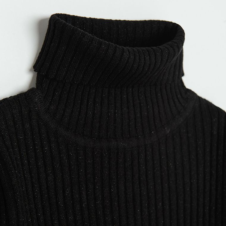 Cool Club, Golf dziewczęcy, prążkowany, czarny