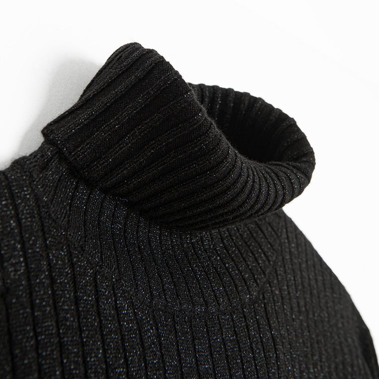 Cool Club, Golf dziewczęcy, prążkowany, czarny