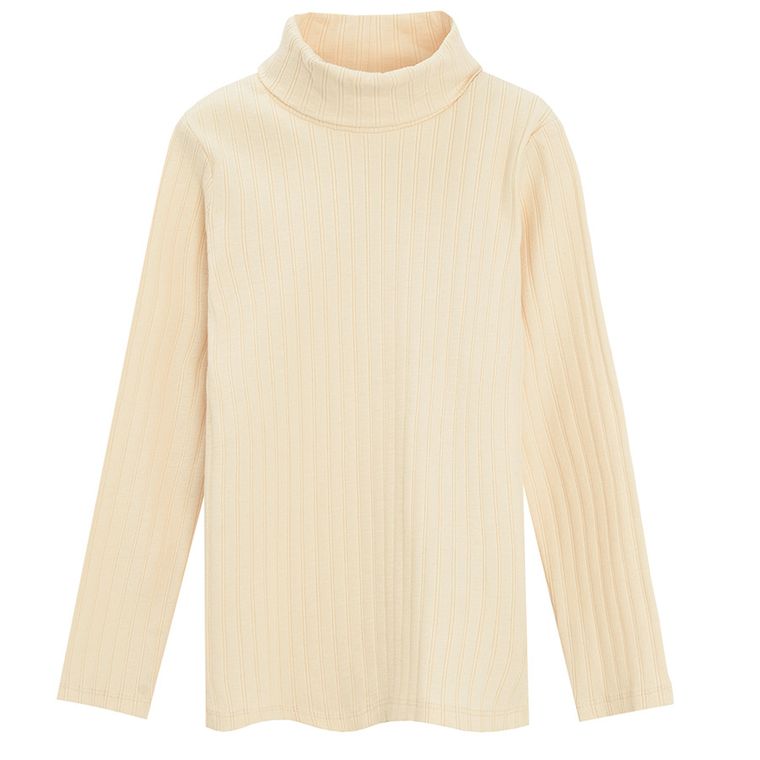 Cool Club, Golf dziewczęcy, prążkowany, ecru