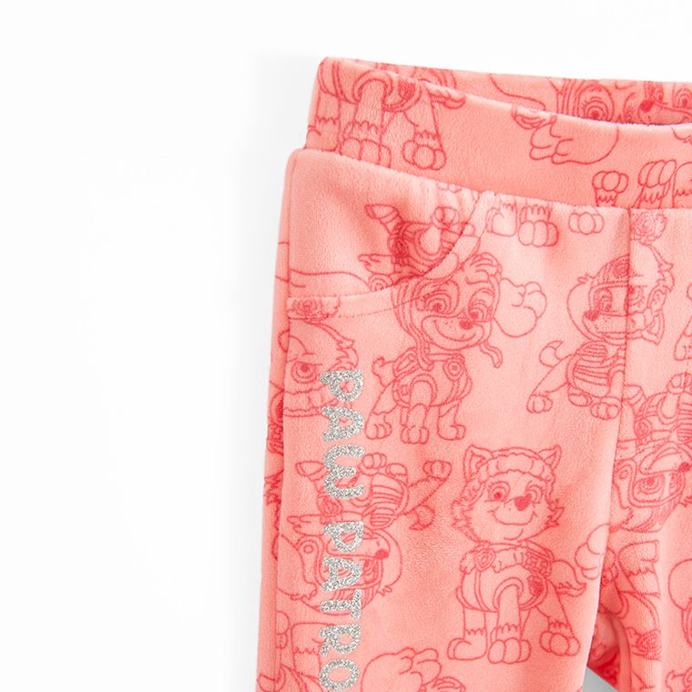 Cool Club, Jegginsy dziewczęce, dzwony, welurowe, różowe, Psi Patrol