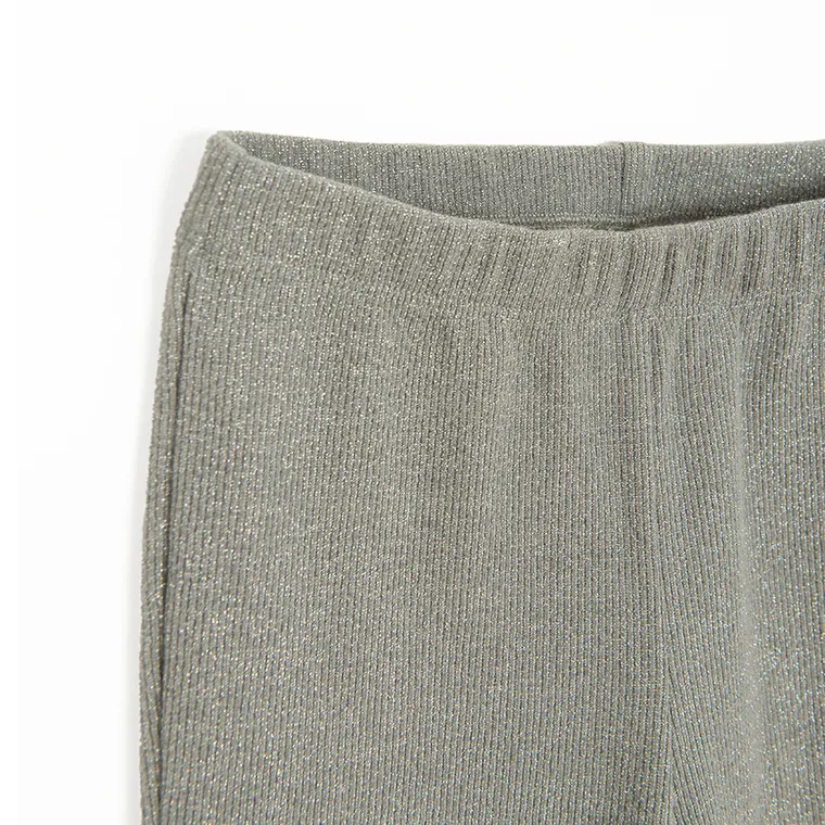 Cool Club, Jegginsy dziewczęce, flare, prążkowane, srebrne