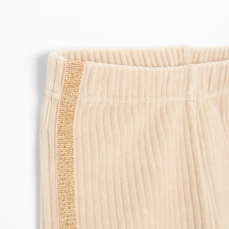 Cool Club, Jegginsy dziewczęce, flare, welurowe, prążkowane, beżowe