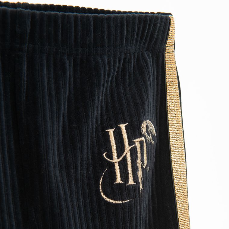 Cool Club, Jegginsy dziewczęce, flare, welurowe, prążkowane, czarne, Harry Potter