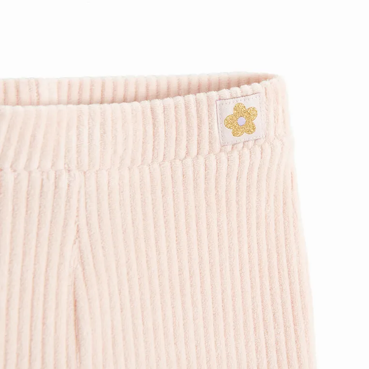 Cool Club, Jegginsy dziewczęce, flare, welurowe, prążkowane, jasnoróżowe