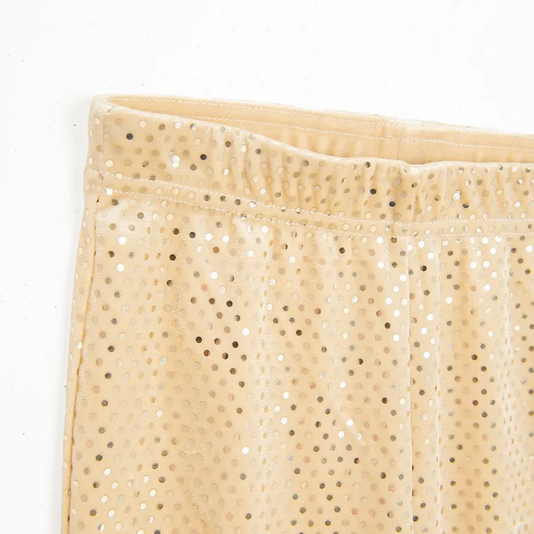 Cool Club, Jegginsy dziewczęce, flare, welurowe, złote