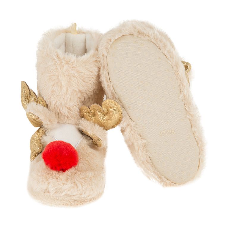 Cool Club, Kapcie dziewczęce, ecru, renifery