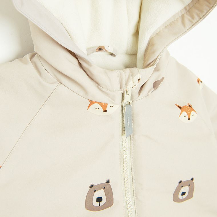 Cool Club, Kombinezon chłopięcy z kapturem, ocieplany, beżowy