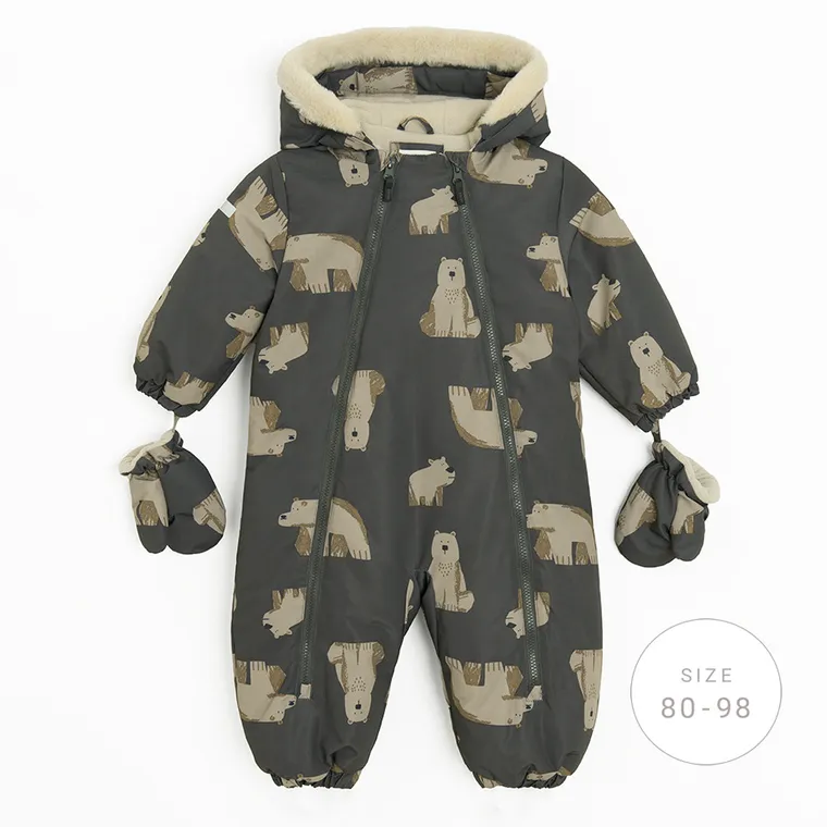 Cool Club, Kombinezon chłopięcy z kapturem, ocieplany, szary