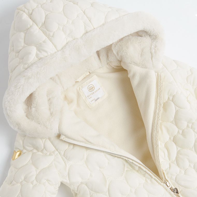 Cool Club, Kombinezon dziewczęcy z kapturem, ecru