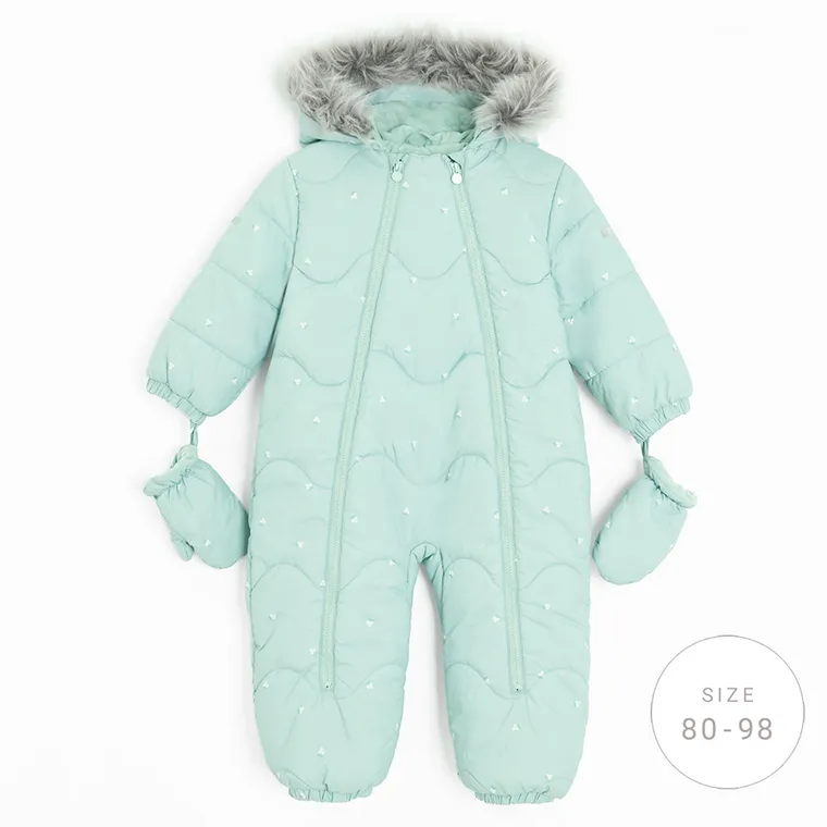 Cool Club, Kombinezon dziewczęcy z kapturem, ocieplany, miętowy