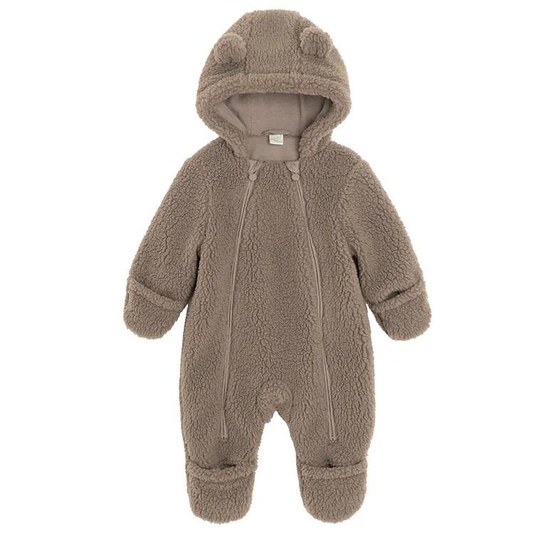 Cool Club, Kombinezon przejściowy niemowlęcy z kapturem, ocieplany, brązowy
