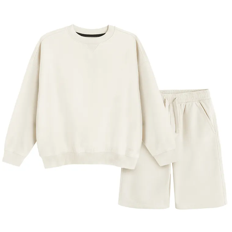 Cool Club, Komplet chłopięcy, Bluza ocieplana, Szorty, beżowy