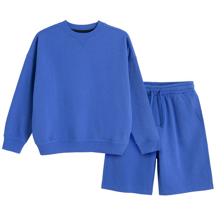 Cool Club, Komplet chłopięcy, Bluza ocieplana, Szorty, niebieski