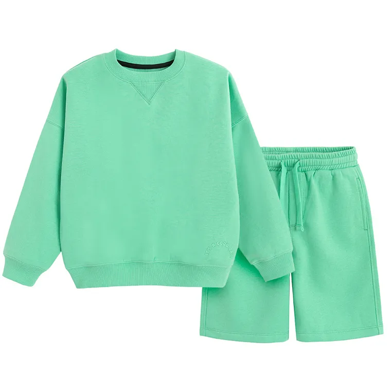Cool Club, Komplet chłopięcy, Bluza ocieplana, Szorty, zielony