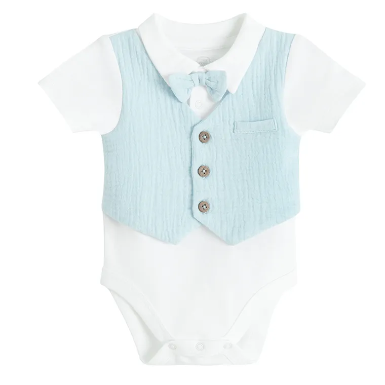 Cool Club, Komplet chłopięcy, Body z krótkim rękawem, Spodnie muślinowe, mix