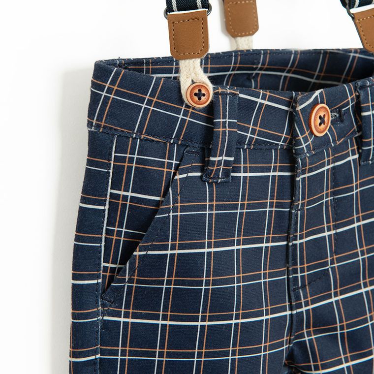 Cool Club, Komplet chłopięcy, Spodnie materiałowe, Szelki, granatowy