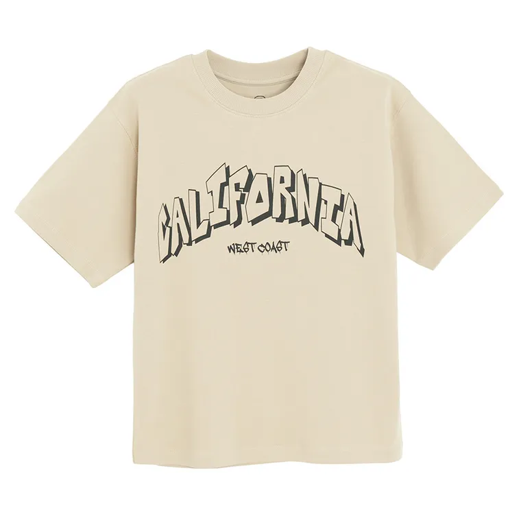 Cool Club, Komplet chłopięcy, T-shirt, Szorty, beżowy