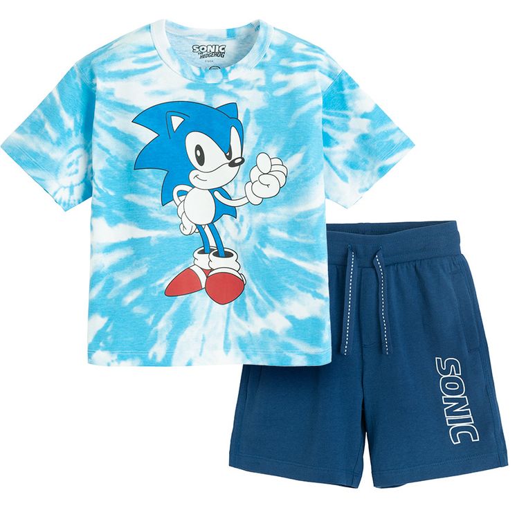 Cool Club, Komplet chłopięcy, T-shirt, Szorty, niebieski, Sonic the Hedgehog
