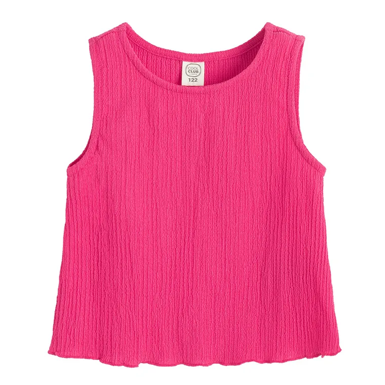 Cool Club, Komplet dziewczęcy, Bluzka bez rękawów, Spodnie materiałowe, wide, różowy