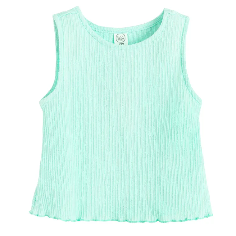 Cool Club, Komplet dziewczęcy, Bluzka bez rękawów, Spodnie materiałowe, wide, turkusowy