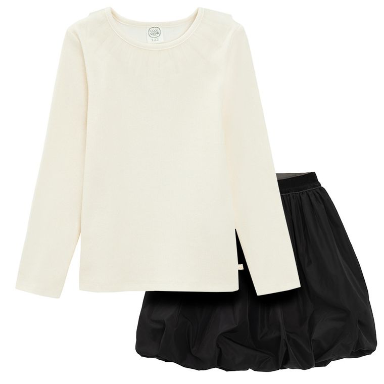 Cool Club, Komplet dziewczęcy, Bluzka z długim rękawem, prążkowana, Spódnica, mix