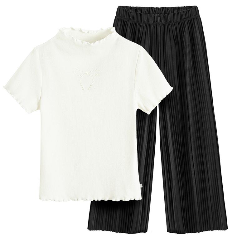 Cool Club, Komplet dziewczęcy, Bluzka z krótkim rękawem, Spodnie materiałowe, culotte, mix