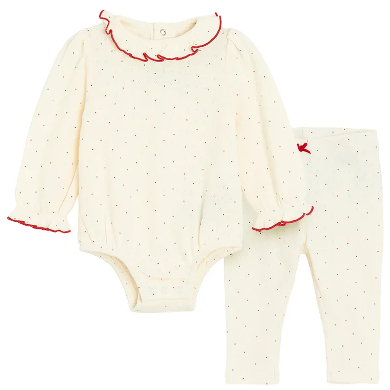 Cool Club, Komplet dziewczęcy, Body z długim rękawem, Legginsy, ecru