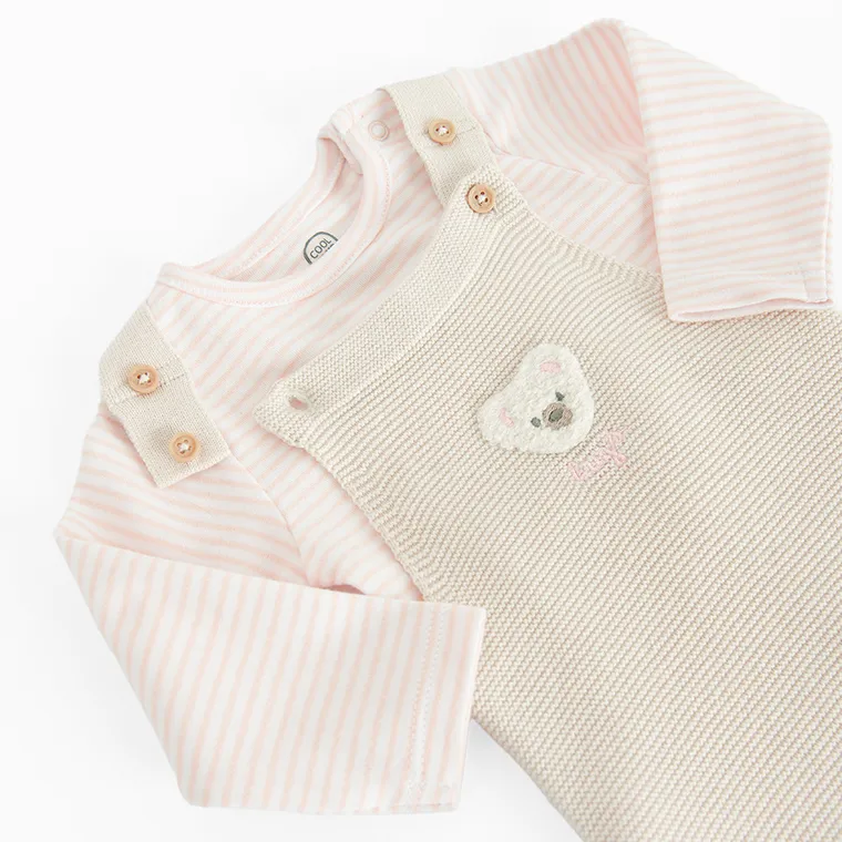 Cool Club, Komplet dziewczęcy, Body z długim rękawem, Spodnie ogrodniczki, mix