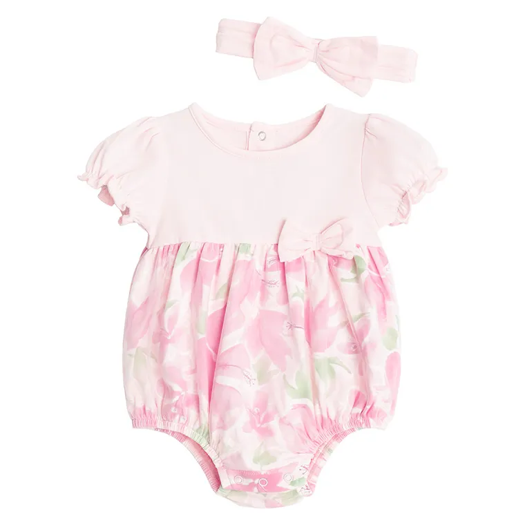 Cool Club, Komplet dziewczęcy, Body z krótkim rękawem, Opaska, różowy
