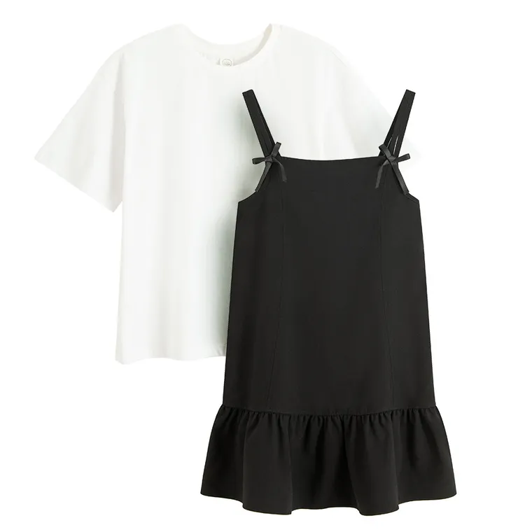 Cool Club, Komplet dziewczęcy, Sukienka na ramiączka, T-shirt, mix