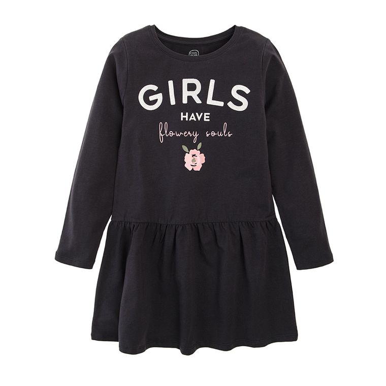 Cool Club, Komplet dziewczęcy, Sukienka z długim rękawem, Legginsy, granatowe, kwiaty