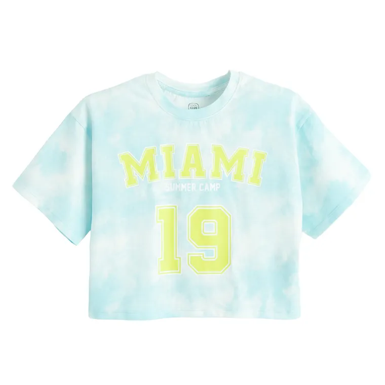 Cool Club, Komplet dziewczęcy, T-shirt, crop top, Szorty, niebieski