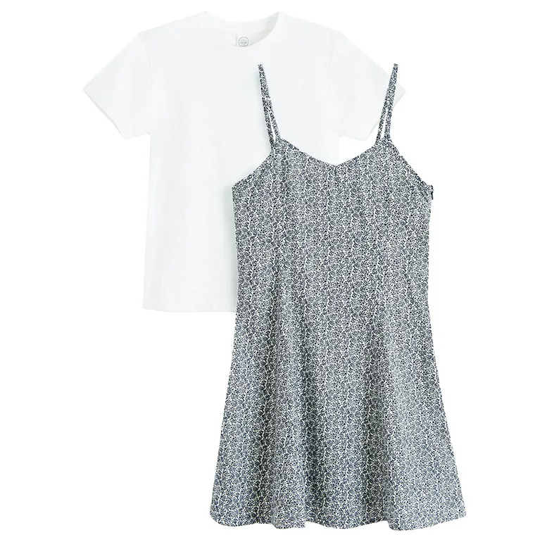 Cool Club, Komplet dziewczęcy, T-shirt, Sukienka na ramiączka, mix