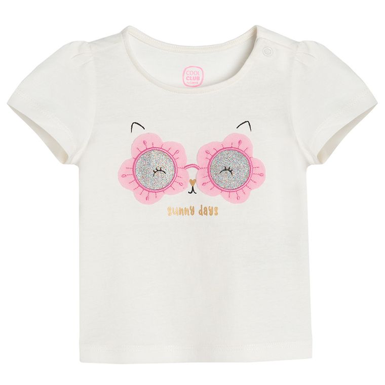 Cool Club, Komplet dziewczęcy, T-shirt, Szorty, biało-żółty