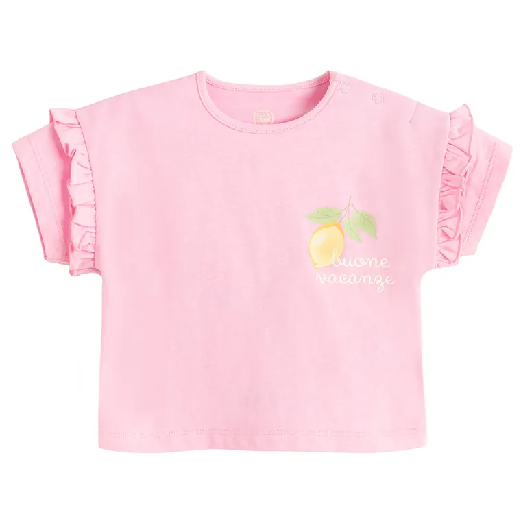 Cool Club, Komplet dziewczęcy, T-shirt, Szorty, różowy