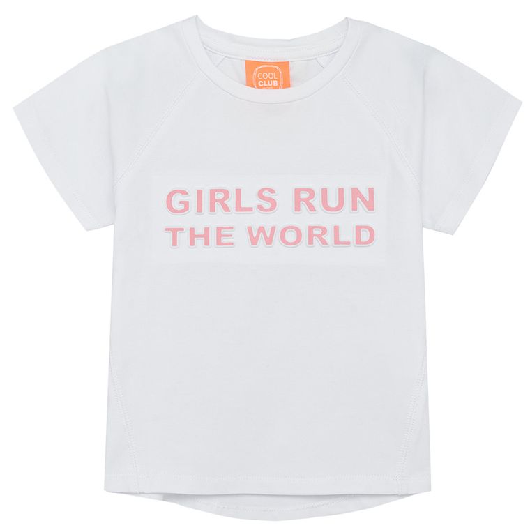 Cool Club, Komplet dziewczęcy, T-shirt, Szorty, Worek, biało-różowy