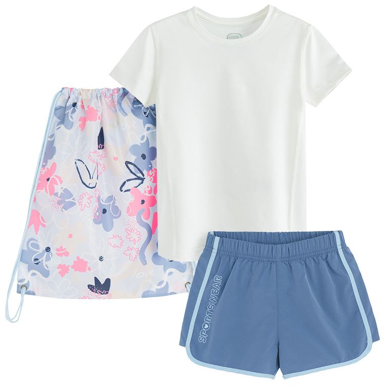 Cool Club, Komplet dziewczęcy, T-shirt, Szorty, Worek sportowy, mix