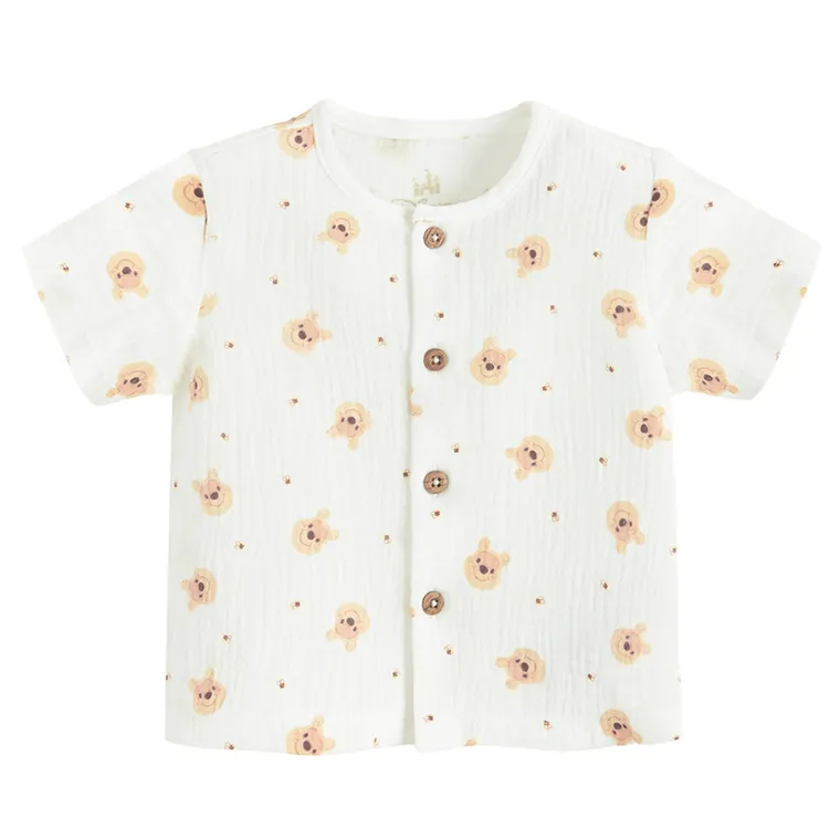 Cool Club, Komplet muślinowy chłopięcy, Koszula z krótkim rękawem, Szorty, biały, Kubuś Puchatek