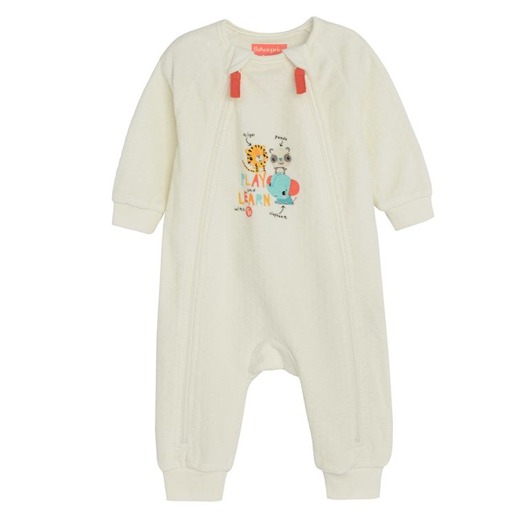 Cool Club, Komplet niemowlęcy, Pajac, Czapka, ecru, Fisher-Price