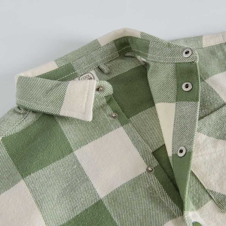 Cool Club, Koszula chłopięca z długim rękawem, ecru-zielona