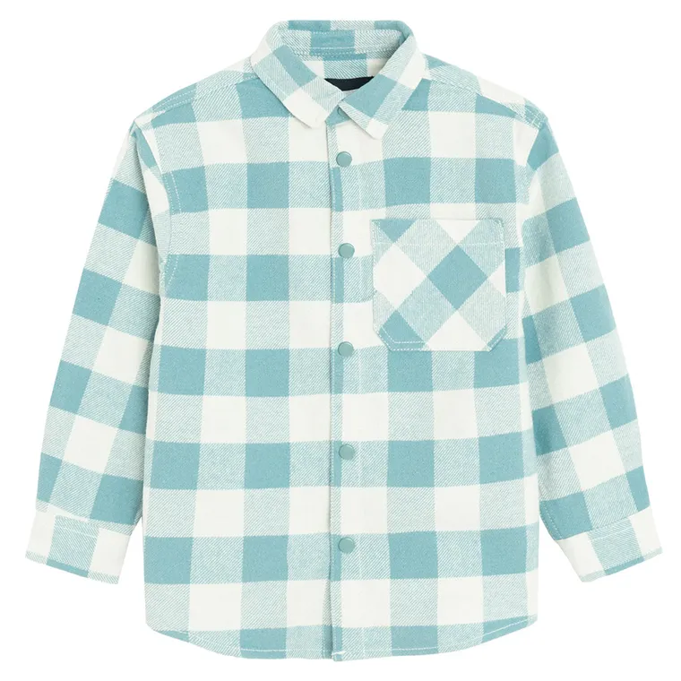 Cool Club, Koszula chłopięca z długim rękawem, flanelowa, niebiesko-biała