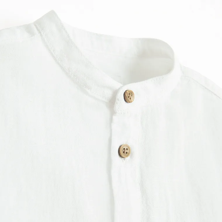 Cool Club, Koszula chłopięca z długim rękawem, z lnem, regular, biała