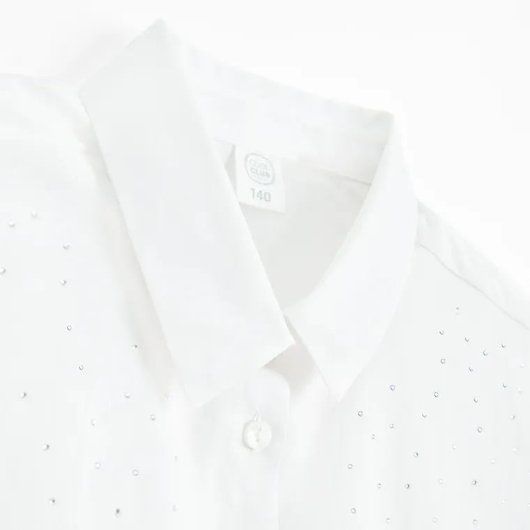 Cool Club, Koszula dziewczęca z długim rękawem, biała