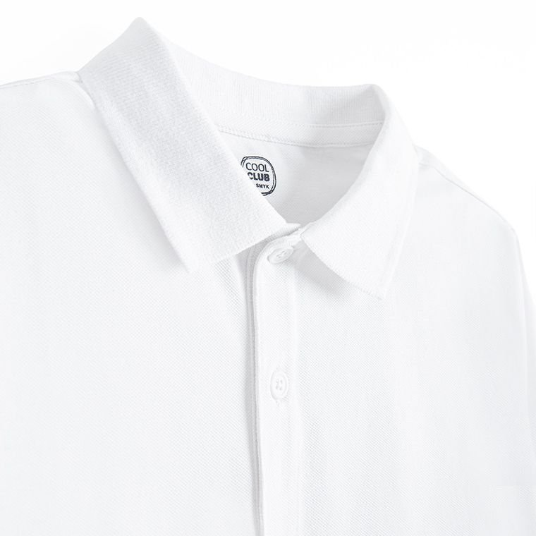 Cool Club, Koszulka polo chłopięca z długim rękawem, biała