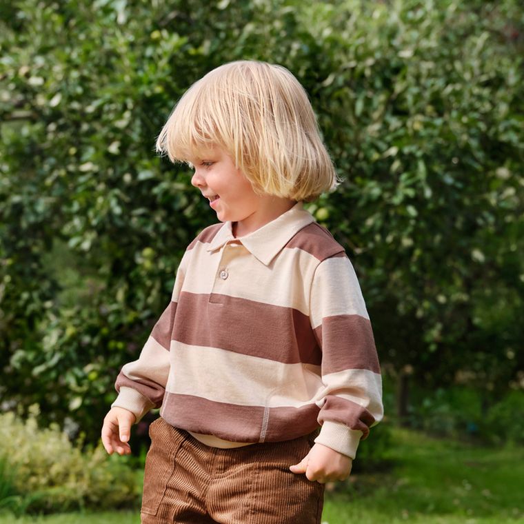 Cool Club, Koszulka polo chłopięca z długim rękawem, brązowa
